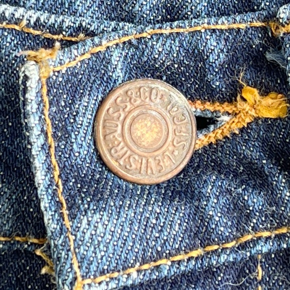 Vintage 70s Levis Bell Bottom Flared Orange Tab Patch Embroidered Jeans - Picture 3 of 13